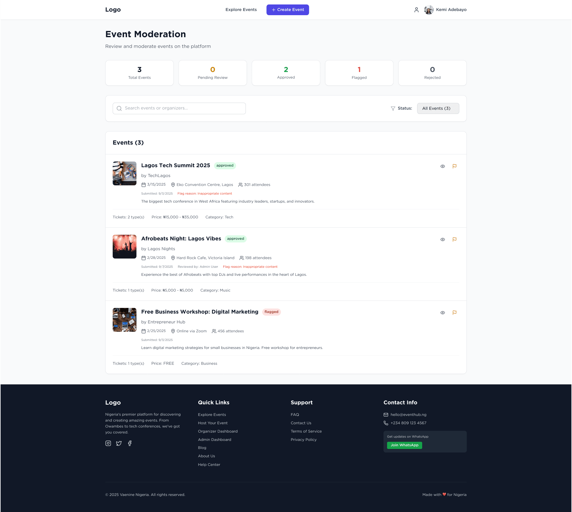Admin Event Management
