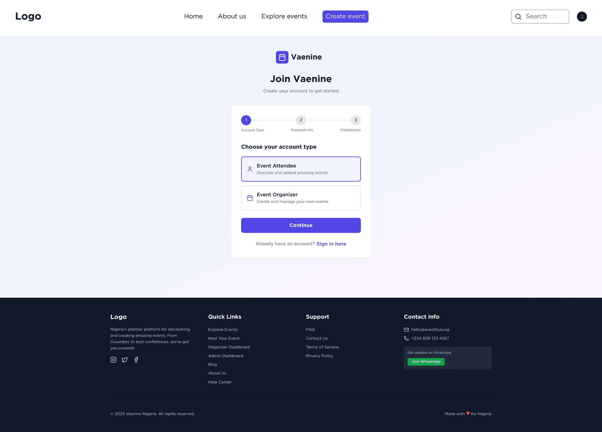 Signup Page