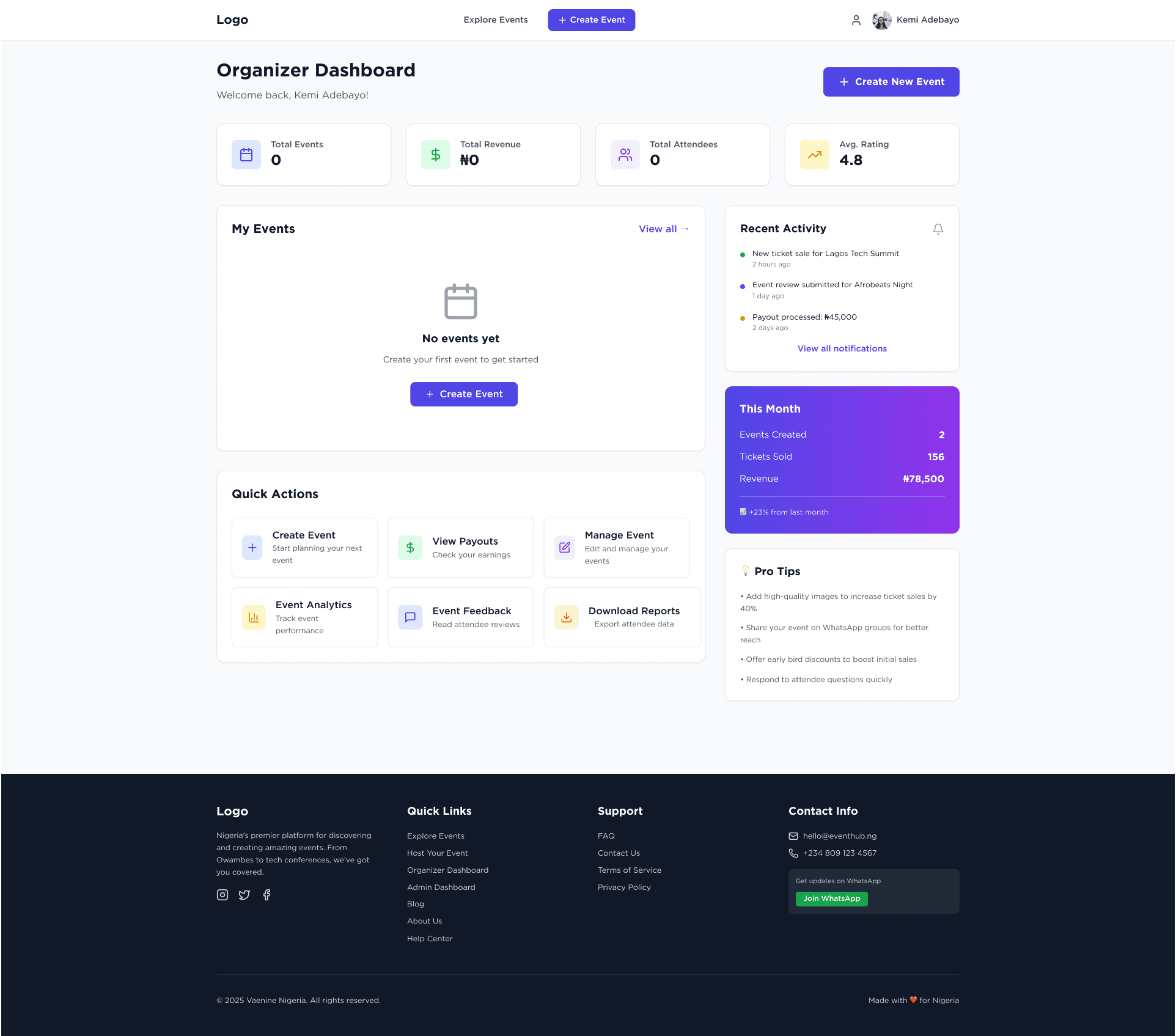Organizer Dashboard